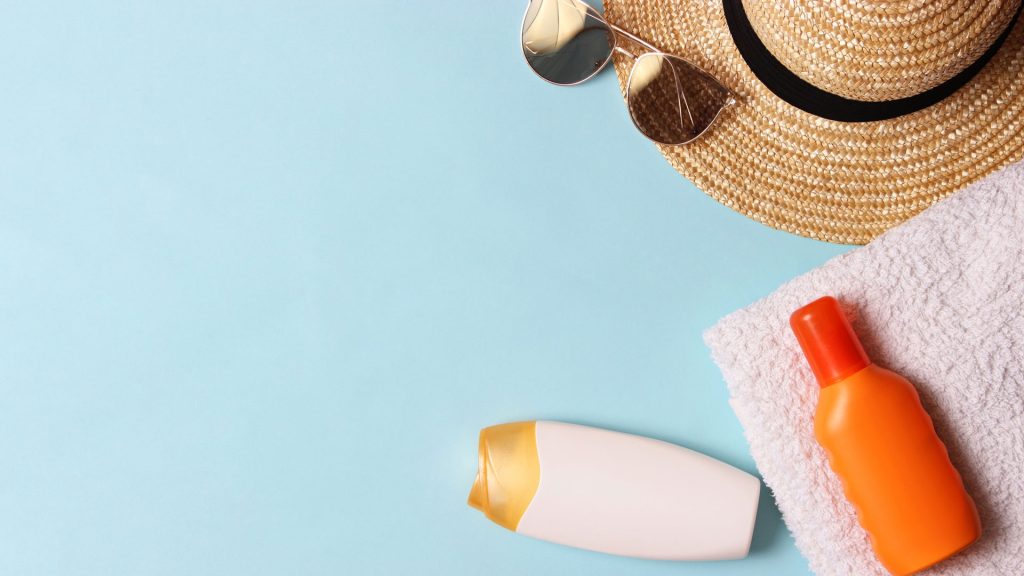 Sunscreens Placed on a Table